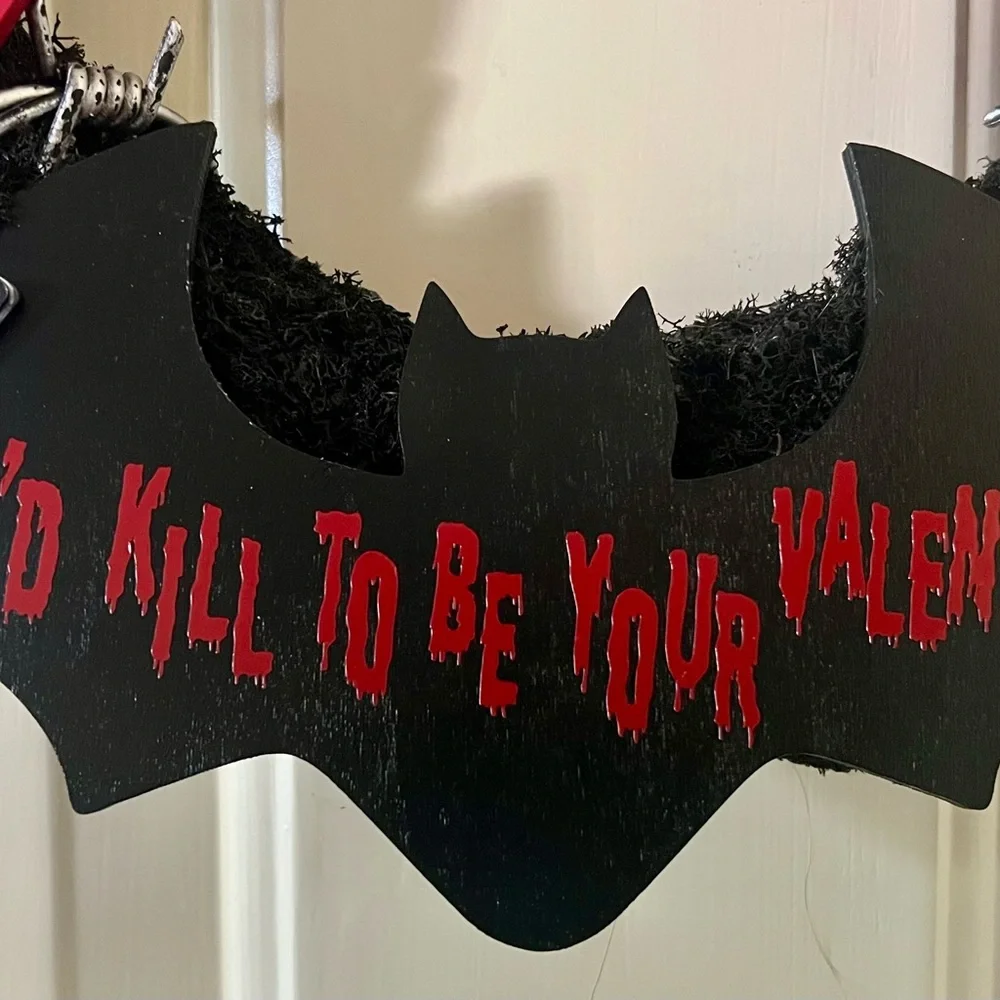 Valentine’s Day Valloween Red and Black Horror Wreath